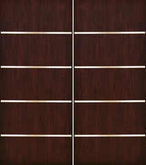 WDMA 84x80 Door (7ft by 6ft8in) Exterior Cherry Contemporary Stainless Steel Bars Double Fiberglass Entry Door FC675SS 1