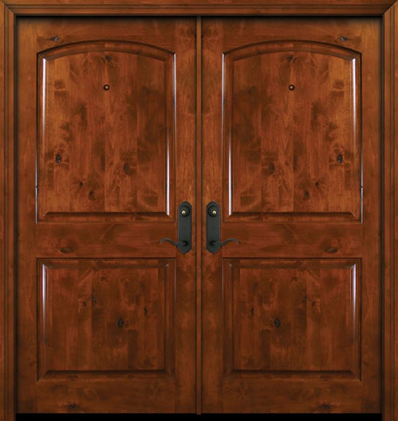 WDMA 84x80 Door (7ft by 6ft8in) Exterior Knotty Alder 42in x 80in Double Arch 2 Panel Estancia Alder Door 1