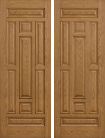WDMA 84x80 Door (7ft by 6ft8in) Exterior Oak 8ft 9 Panel Classic-Craft Collection Double Door Clear Low-E 1