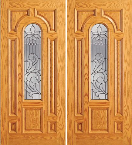 WDMA 84x84 Door (7ft by 7ft) Exterior Mahogany Center Arch Lite 7 panel Home Double Door 1