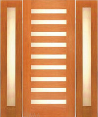 WDMA 84x96 Door (7ft by 8ft) Exterior Mahogany Contemporary Single Door with two Sidelights Laminated Glass 1
