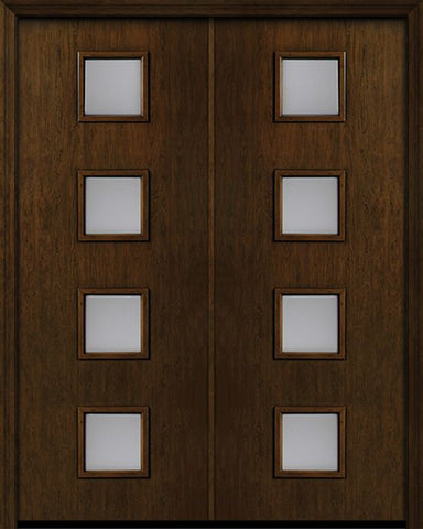 WDMA 84x96 Door (7ft by 8ft) Exterior Cherry 96in Contemporary Four Square Lite Double Fiberglass Entry Door 1