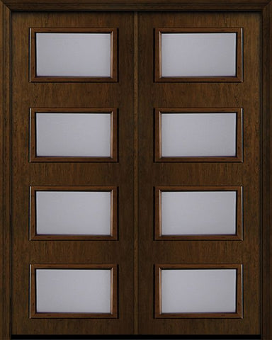 WDMA 84x96 Door (7ft by 8ft) Exterior Cherry 96in Contemporary Four Lite Double Fiberglass Entry Door 1
