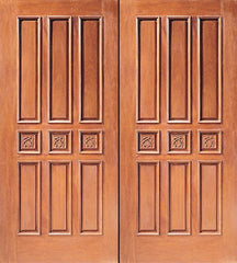 WDMA 84x96 Door (7ft by 8ft) Exterior Mahogany Double Door Hand Carved 9-Panel in  1