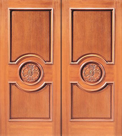 WDMA 84x96 Door (7ft by 8ft) Exterior Mahogany Double Door Circle Hand Carved Panels in  1