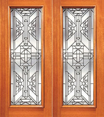 WDMA 84x96 Door (7ft by 8ft) Exterior Mahogany Ornate Design Beveled Glass Double Door Triple Glazed Glass Option 1