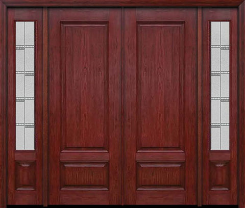 WDMA 84x96 Door (7ft by 8ft) Exterior Cherry 96in Two Panel Double Entry Door Sidelights Crosswalk Glass 1