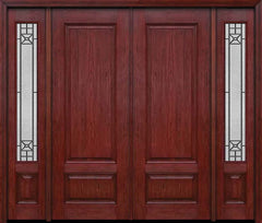 WDMA 84x96 Door (7ft by 8ft) Exterior Cherry 96in Two Panel Double Entry Door Sidelights Courtyard Glass 1