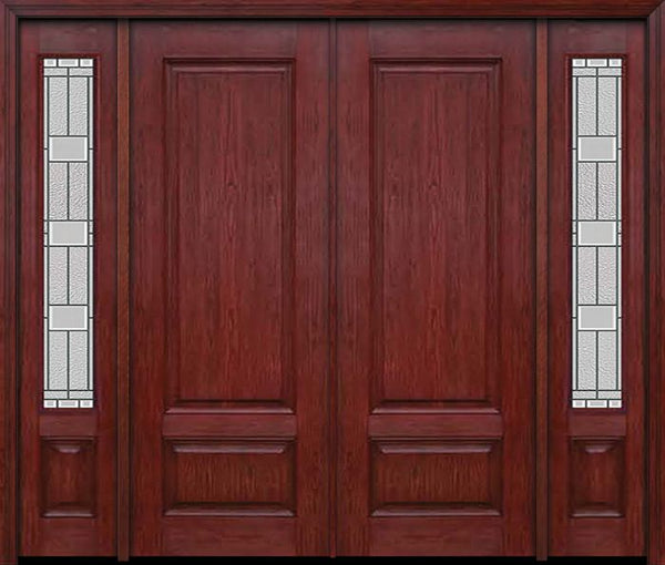 WDMA 84x96 Door (7ft by 8ft) Exterior Cherry 96in Two Panel Double Entry Door Sidelights Monterey Glass 1