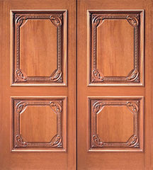 WDMA 84x96 Door (7ft by 8ft) Exterior Mahogany Double Door Hand Carved 2-Panel in  1
