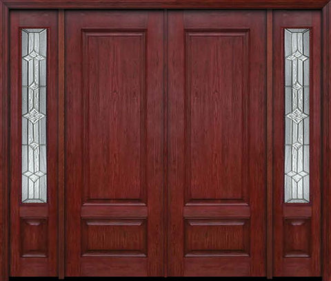 WDMA 84x96 Door (7ft by 8ft) Exterior Cherry 96in Two Panel Double Entry Door Sidelights Windsor Glass 1