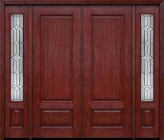 WDMA 84x96 Door (7ft by 8ft) Exterior Cherry 96in Two Panel Double Entry Door Sidelights Windsor Glass 1