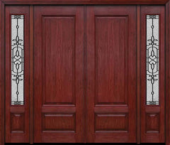 WDMA 84x96 Door (7ft by 8ft) Exterior Cherry 96in Two Panel Double Entry Door Sidelights Jacinto Glass 1