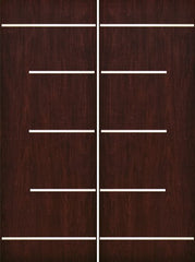 WDMA 84x96 Door (7ft by 8ft) Exterior Cherry 96in Contemporary Stainless Steel Bars Double Fiberglass Entry Door FC873SS 1