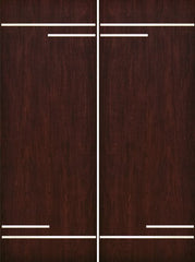 WDMA 84x96 Door (7ft by 8ft) Exterior Cherry 96in Contemporary Stainless Steel Bars Double Fiberglass Entry Door FC874SS 1