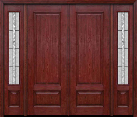 WDMA 84x96 Door (7ft by 8ft) Exterior Cherry 96in Two Panel Double Entry Door Sidelights Waterside Glass 1
