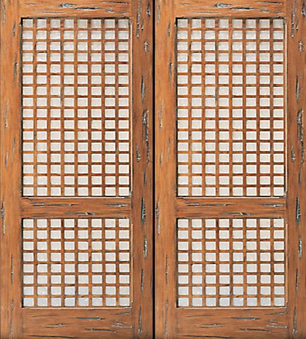 WDMA 84x96 Door (7ft by 8ft) Exterior Mahogany Capis Double Door with Lattice Style Solid  1