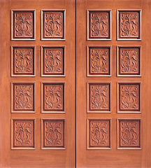 WDMA 84x96 Door (7ft by 8ft) Exterior Mahogany Double Door Hand Carved 8-Panel in  1