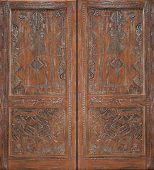 WDMA 84x96 Door (7ft by 8ft) Exterior Mahogany African Style Hand Carved Double Door 1