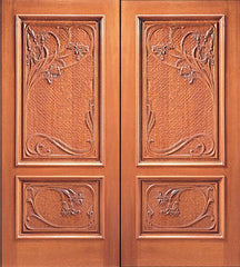 WDMA 84x96 Door (7ft by 8ft) Exterior Mahogany Double Door Hand Carved Two Panels in  1