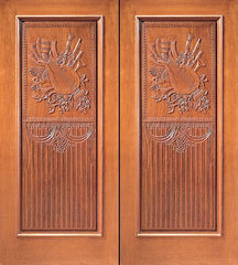 WDMA 84x96 Door (7ft by 8ft) Exterior Mahogany Double Door Hand Carved One Panel in  1