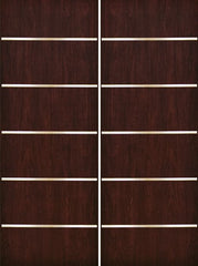 WDMA 84x96 Door (7ft by 8ft) Exterior Cherry 96in Contemporary Stainless Steel Bars Double Fiberglass Entry Door FC875SS 1