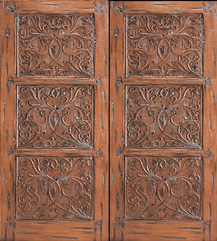 WDMA 84x96 Door (7ft by 8ft) Exterior Mahogany Provence Floral Hand Carved Double Door Solid  1