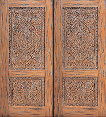 WDMA 84x96 Door (7ft by 8ft) Exterior Mahogany Ottoman Hand Carved Double Door with stylized Floral motifs 1