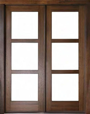 WDMA 84x96 Door (7ft by 8ft) Exterior Swing Mahogany Milan 3 Lite Double Door 1