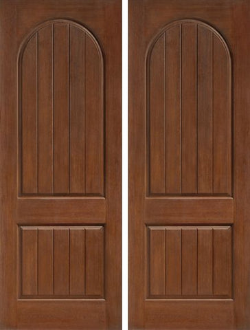 WDMA 84x96 Door (7ft by 8ft) Exterior Rustic 8ft 2 Panel Plank Round Top Classic-Craft Collection Double Door Granite Full Lite 1