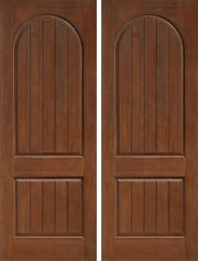 WDMA 84x96 Door (7ft by 8ft) Exterior Rustic 8ft 2 Panel Plank Round Top Classic-Craft Collection Double Door Granite Full Lite 1