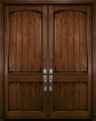 WDMA 84x96 Door (7ft by 8ft) Exterior Mahogany 42in x 96in Double Arch 2 Panel V-Grooved DoorCraft Door 1