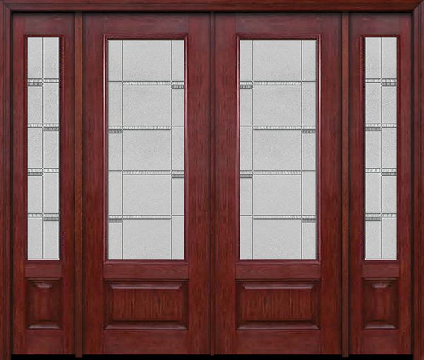 WDMA 84x96 Door (7ft by 8ft) Exterior Cherry 96in 3/4 Lite Double Entry Door Sidelights Crosswalk Glass 1