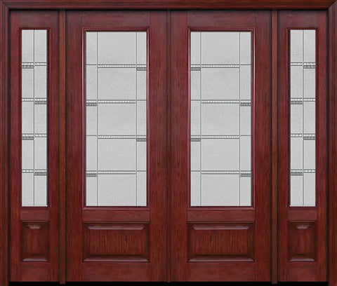 WDMA 84x96 Door (7ft by 8ft) Exterior Cherry 96in 3/4 Lite Double Entry Door Sidelights Crosswalk Glass 1