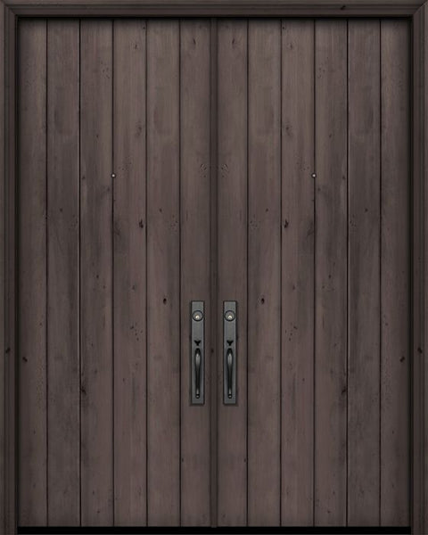 WDMA 84x96 Door (7ft by 8ft) Exterior Swing Knotty Alder 42in x 96in Double Square Top Plank Estancia Alder Door 1