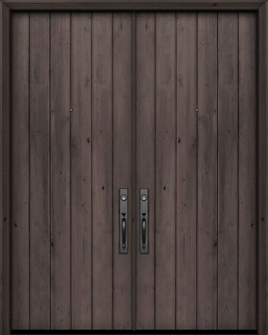 WDMA 84x96 Door (7ft by 8ft) Exterior Swing Knotty Alder 42in x 96in Double Square Top Plank Estancia Alder Door 1