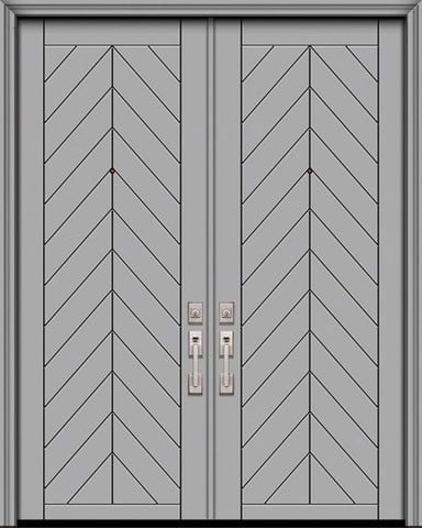 WDMA 84x96 Door (7ft by 8ft) Exterior Smooth 42in x 96in Double Chevron Solid Contemporary Door 1