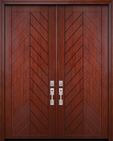 WDMA 84x96 Door (7ft by 8ft) Exterior Mahogany 42in x 96in Double Chevron Solid Contemporary Door 1
