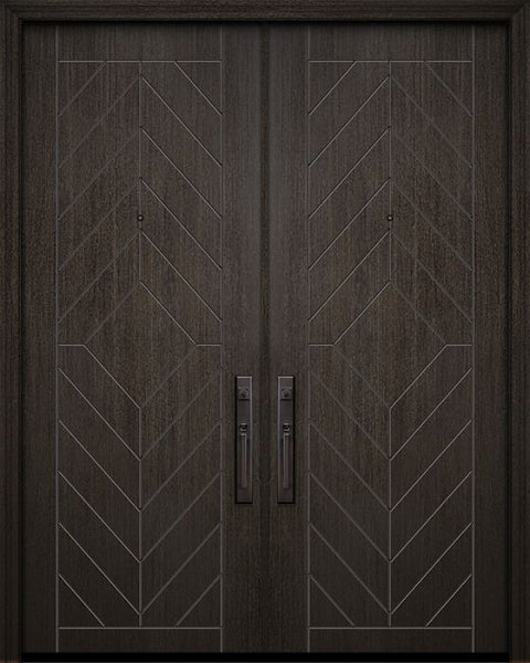 WDMA 84x96 Door (7ft by 8ft) Exterior Mahogany 42in x 96in Double Lynnwood Solid Contemporary Door 1