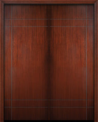 WDMA 84x96 Door (7ft by 8ft) Exterior Mahogany 42in x 96in Double Inglewood Solid Contemporary Door 1