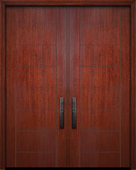 WDMA 84x96 Door (7ft by 8ft) Exterior Mahogany 42in x 96in Double Brentwood Solid Contemporary Door 1