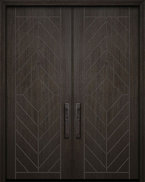 WDMA 84x96 Door (7ft by 8ft) Exterior Mahogany 42in x 96in Double Lynnwood Contemporary Door 1