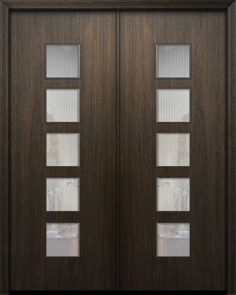 WDMA 84x96 Door (7ft by 8ft) Exterior Mahogany 42in x 96in Double Venice Solid Contemporary Door w/Textured Glass 1