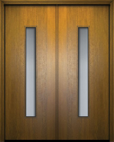 WDMA 84x96 Door (7ft by 8ft) Exterior Mahogany 42in x 96in Double Malibu Contemporary Door w/Textured Glass 1