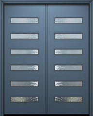 WDMA 84x96 Door (7ft by 8ft) Exterior Smooth 42in x 96in Double Beverly Solid Contemporary Door w/Textured Glass 1