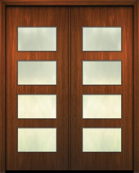 WDMA 84x96 Door (7ft by 8ft) Exterior Mahogany 42in x 96in Double Santa Monica Solid Contemporary Door w/Textured Glass 1