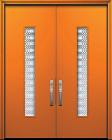 WDMA 84x96 Door (7ft by 8ft) Exterior Smooth 42in x 96in Double Malibu Solid Contemporary Door w/Metal Grid 1