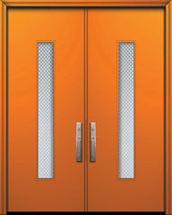 WDMA 84x96 Door (7ft by 8ft) Exterior Smooth 42in x 96in Double Malibu Solid Contemporary Door w/Metal Grid 1