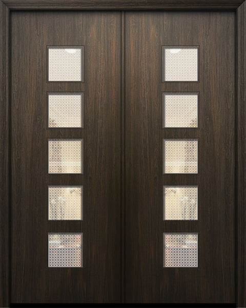 WDMA 84x96 Door (7ft by 8ft) Exterior Mahogany 42in x 96in Double Venice Solid Contemporary Door w/Metal Grid 1