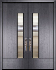 WDMA 84x96 Door (7ft by 8ft) Exterior Mahogany 42in x 96in Double Santa Barbara Contemporary Door w/Textured Glass 1